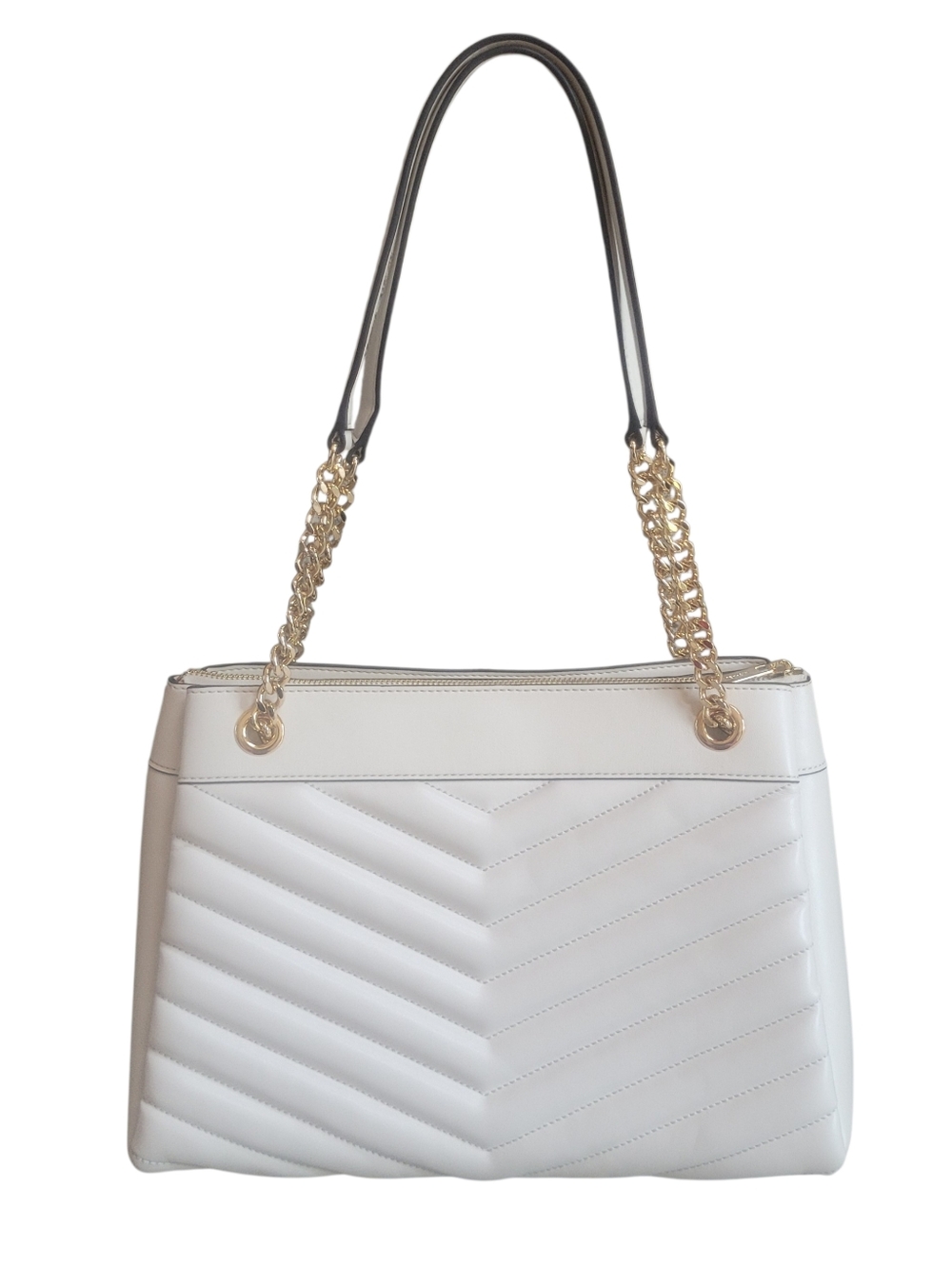 Chic Michael Kors Whitney Light Cream Quilted Leather Medium Chain Shoulder Tote - Picture 4 of 14